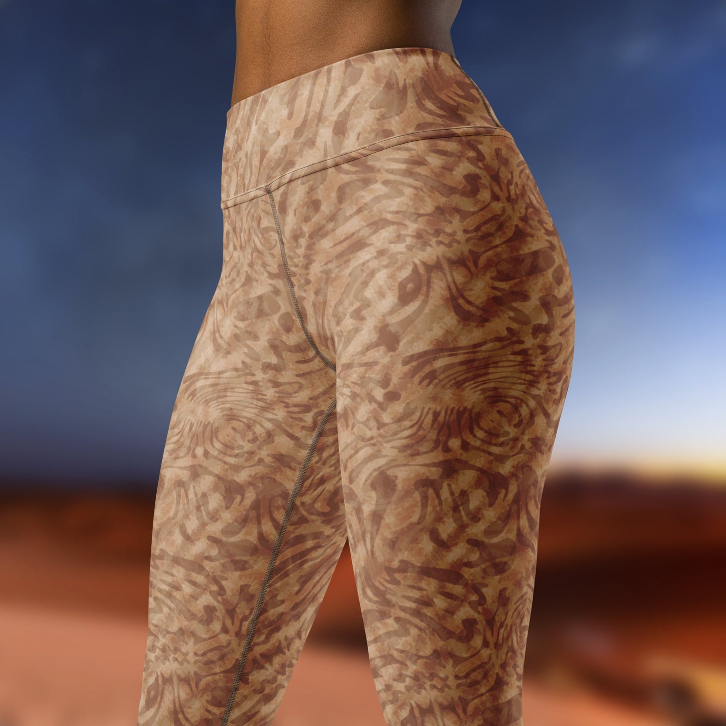 Tiger pattern full print Yoga Leggings - desert. Activewear by Keplove
